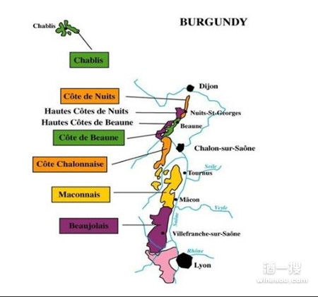 3,产区勃艮第共分为5大产区,他们分别是夏布利,夜丘,伯恩丘,夏隆内丘