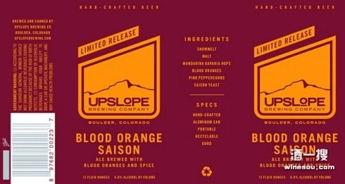 Upslope Brewing Company, “Blood Orange Saison”, Boulder, Colorado, US