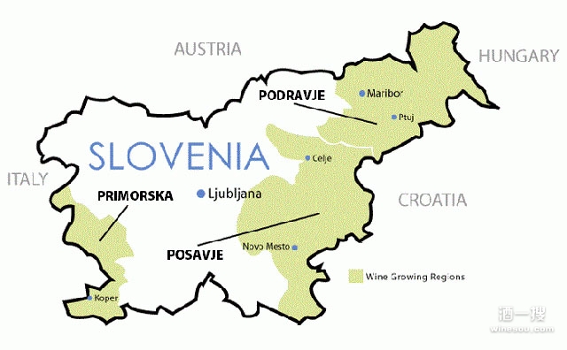 斯洛文尼亚葡萄酒产区地图