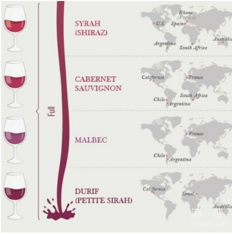 葡萄酒酒体介于中等与厚重之间图解