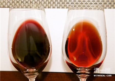 宝石红波特酒（左）与茶色波特酒（右）